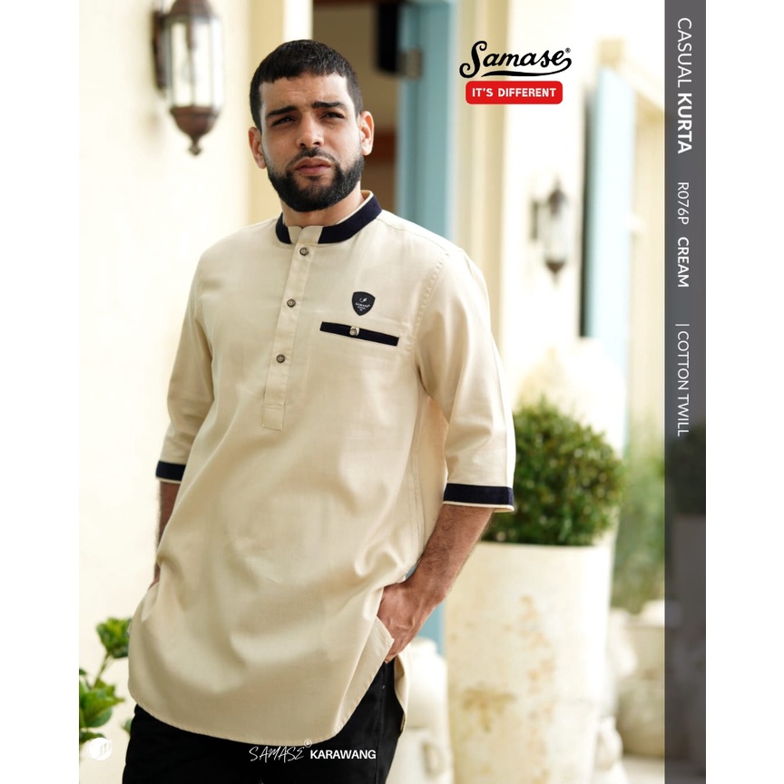 Jual SAMASE Baju Koko Pria Kurta R076P Kemko Kemeja Pria Dewasa Lengan ...