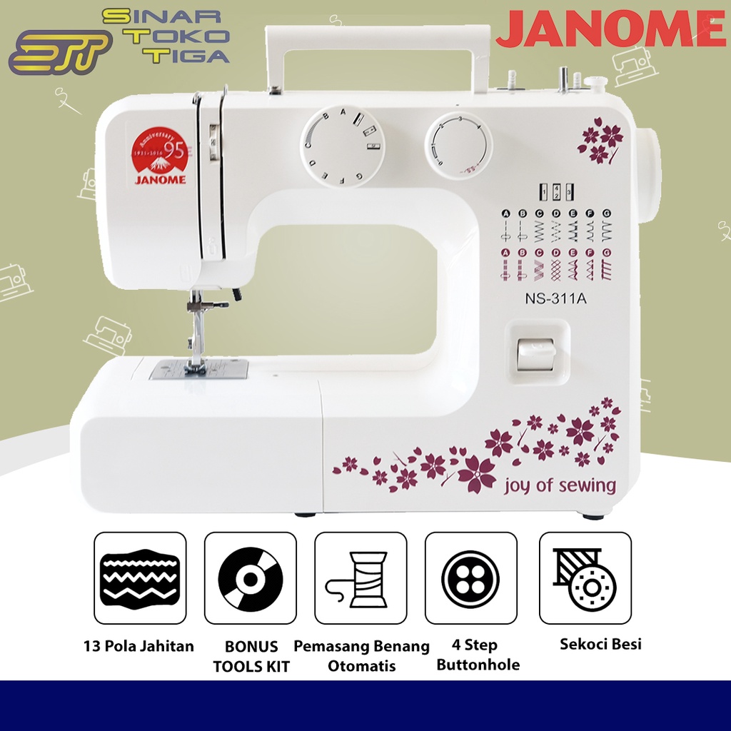 Jual PROMO UNIT JANOME 311 MESIN JAHIT PORTABLE MULTIFUNGSI 311A NS311A Shopee Indonesia