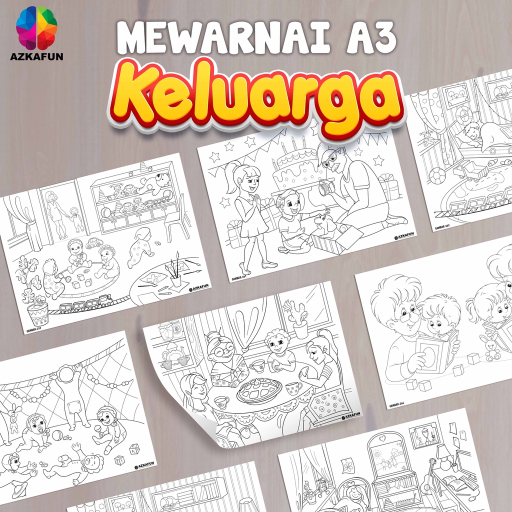 Jual Kertas Mewarnai A3 KELUARGA - Mewarnai anak | Shopee Indonesia
