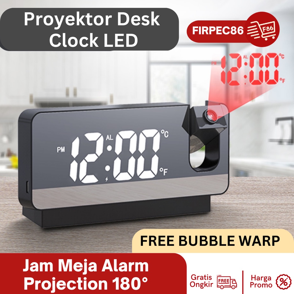 Jual Jam Meja Unik Proyektor Desk Clock LED Digital Alarm Projection ...