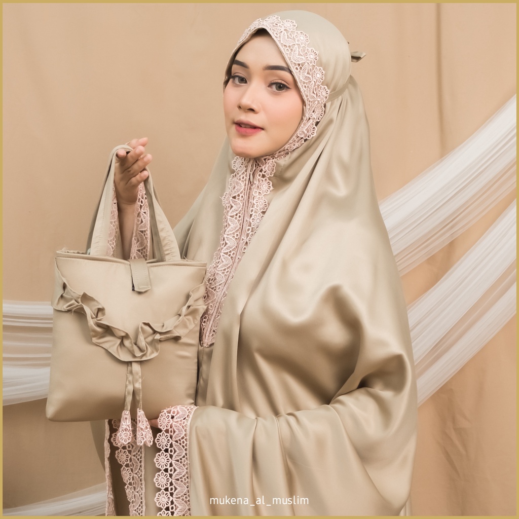 Jual Almuslim Mukena Dewasa Silk Daily Elmira 2in1 Mewah Jumbo