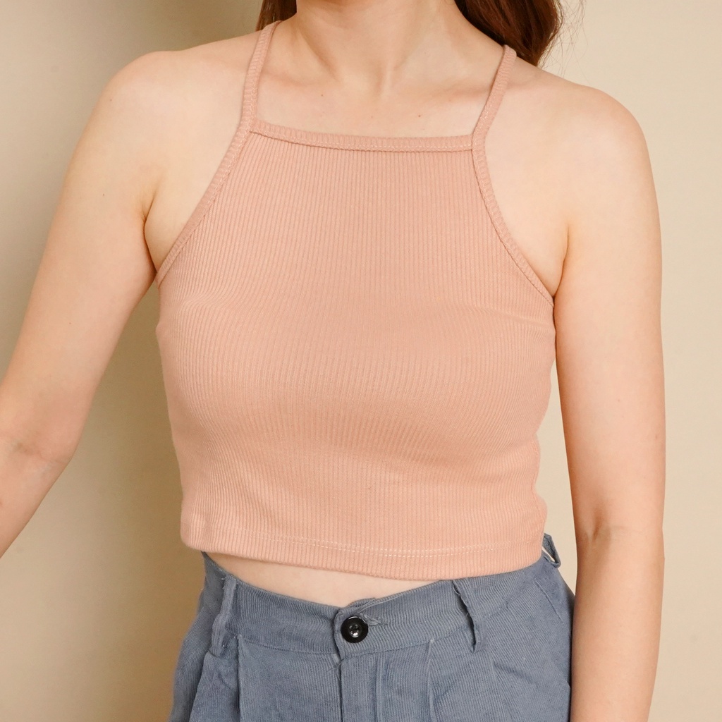 Jual OROY Tank Top Square Neck Polos Korean Basic Crop Tanktop Rib Knit ...