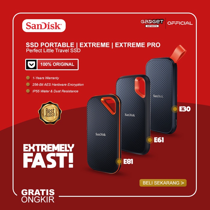 Jual SanDisk Extreme Portable USB 3.2 E61.E81.E30 TypeC External SSD
