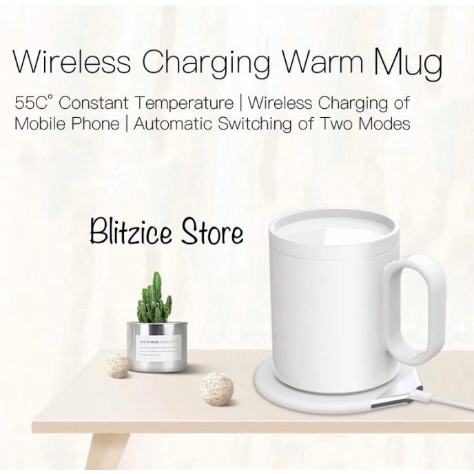 Jual Wireless Charging Thermos Electric Coffee Cup Mug Warmer Shopee