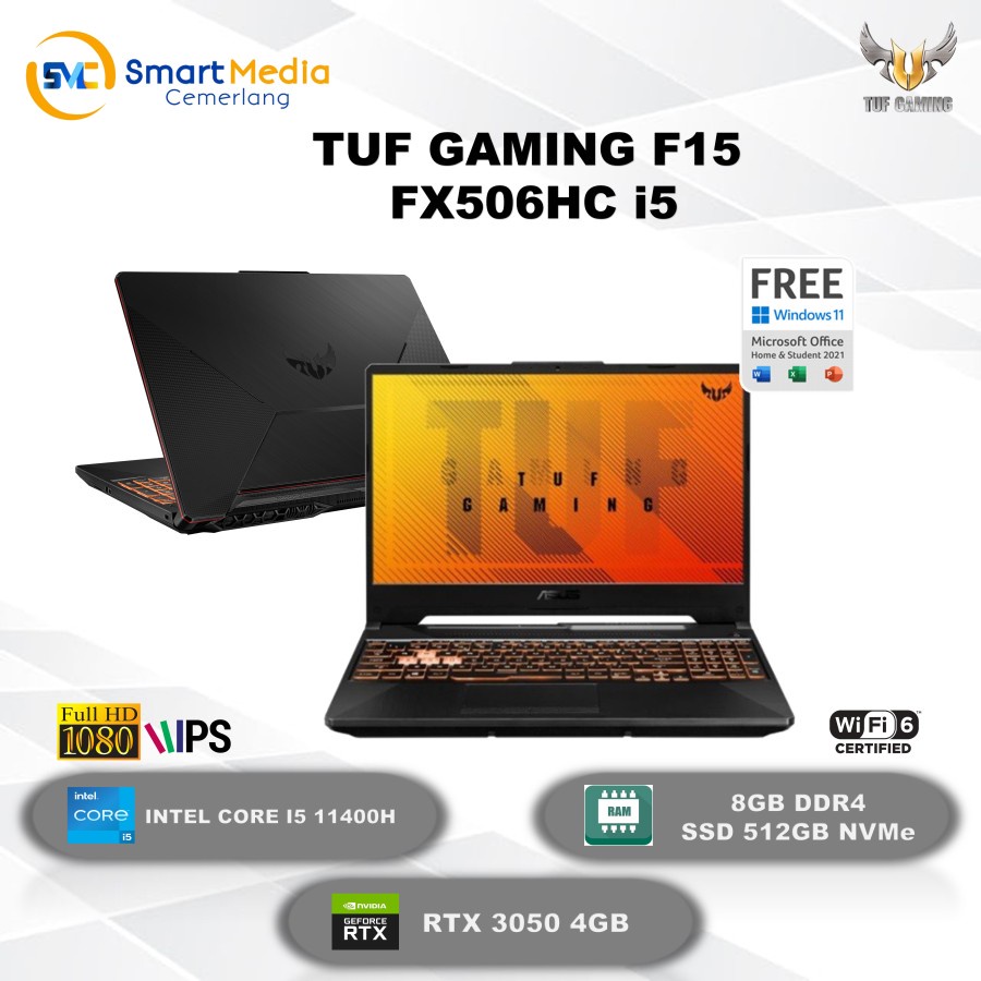 Jual Asus Tuf Gaming F15 Fx506hc I5 11400h 8gb 512gb Rtx3050 4gb 15fhd W11 Office 4892