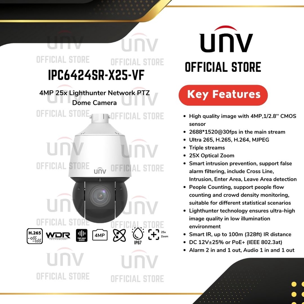 Jual Unv Ipc Sr X Vf Uniview Mp X Lighthunter Network Ptz Dome