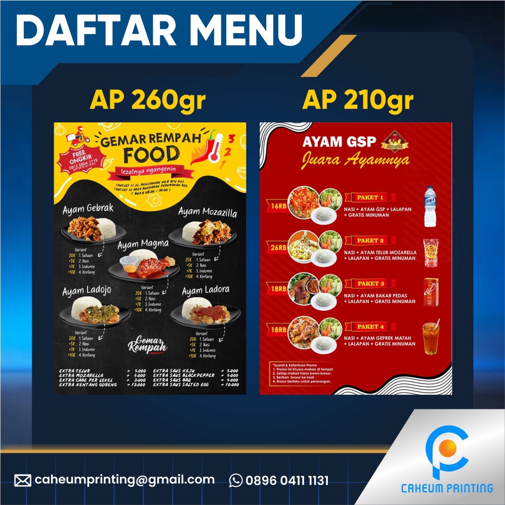 Jual PRINT LASER / DAFTAR MENU / LAMINATING / BROSUR / LEAFLET / POSTER ...