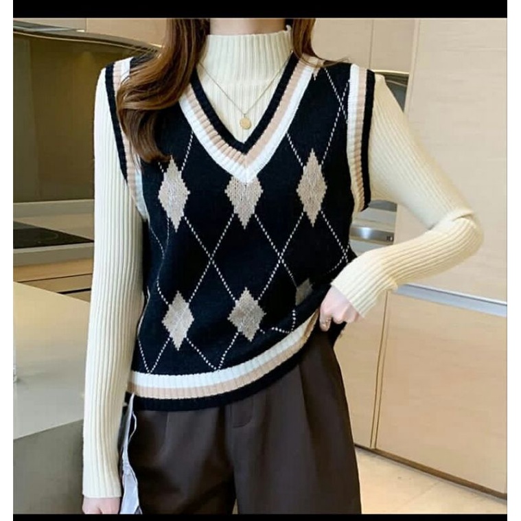 Jual Vest knit oversize motif sido | vest oversize motif ketupat ...