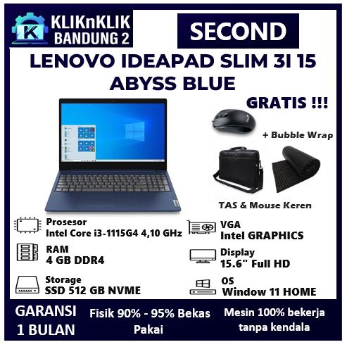 Jual Laptop Lenovo Ideapad Slim 3i 15 Intel Core I3 Gen11 Mulus Like