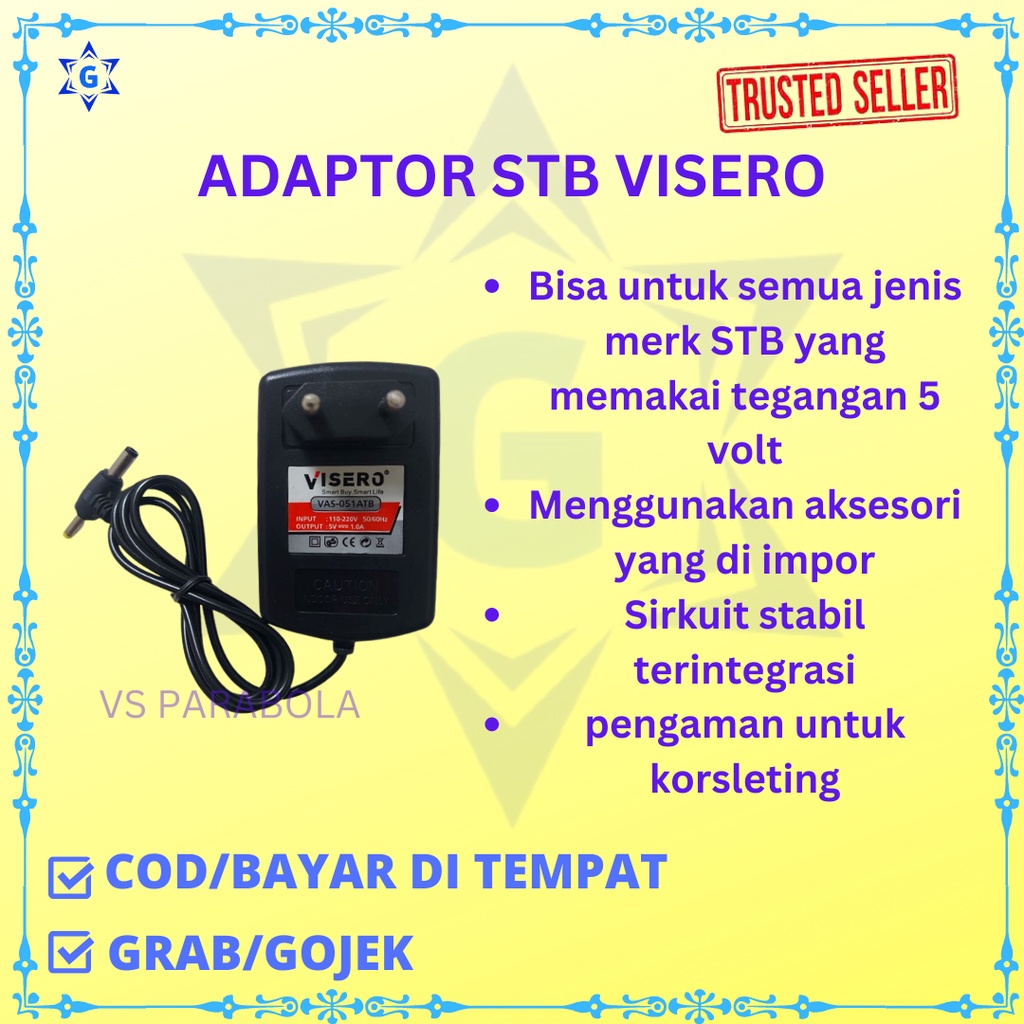 Jual ADAPTOR STB 5V 1A VISERO COCOK SEMUA JENIS MERK STB | Shopee Indonesia