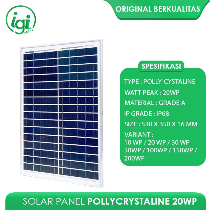 Jual SOLAR PANEL 20w / SOLAR CELL 20watt / PANEL SURYA 20WP POLY INSCOM ...