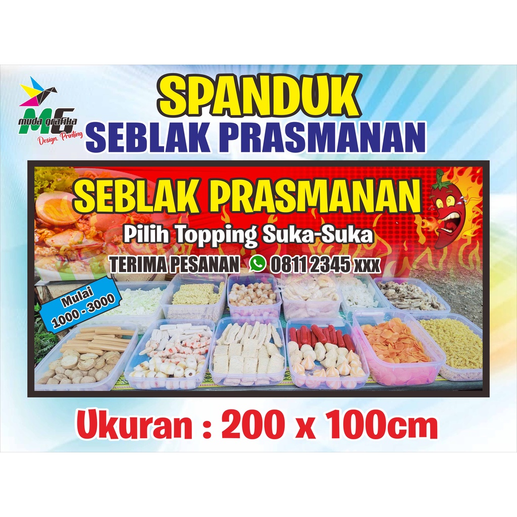 Jual Spanduk Seblak Prasmanan Banner Warung Seblak Seblak Prasmanan 2x1