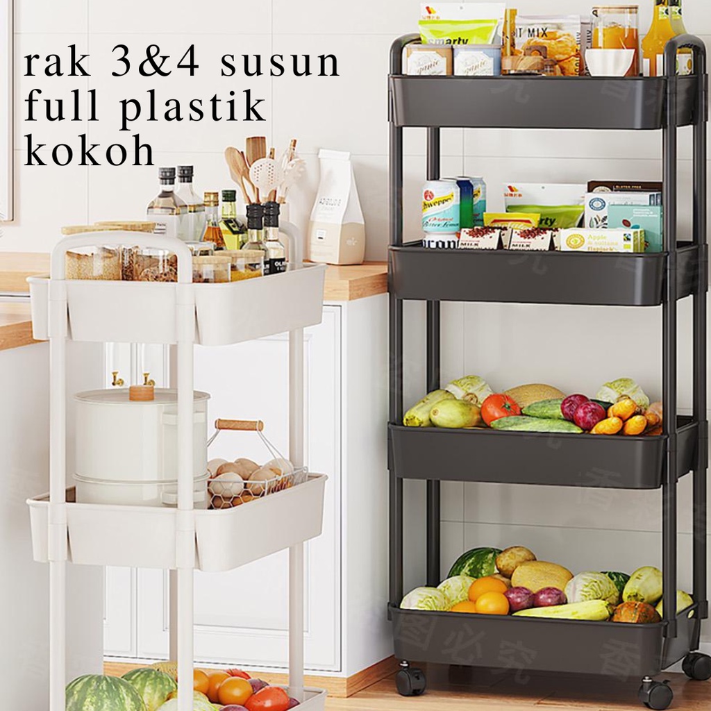 Jual Rak Troli Dapur Plastik Rak Salon Rak Dorong Rak Kamar Rak Troli