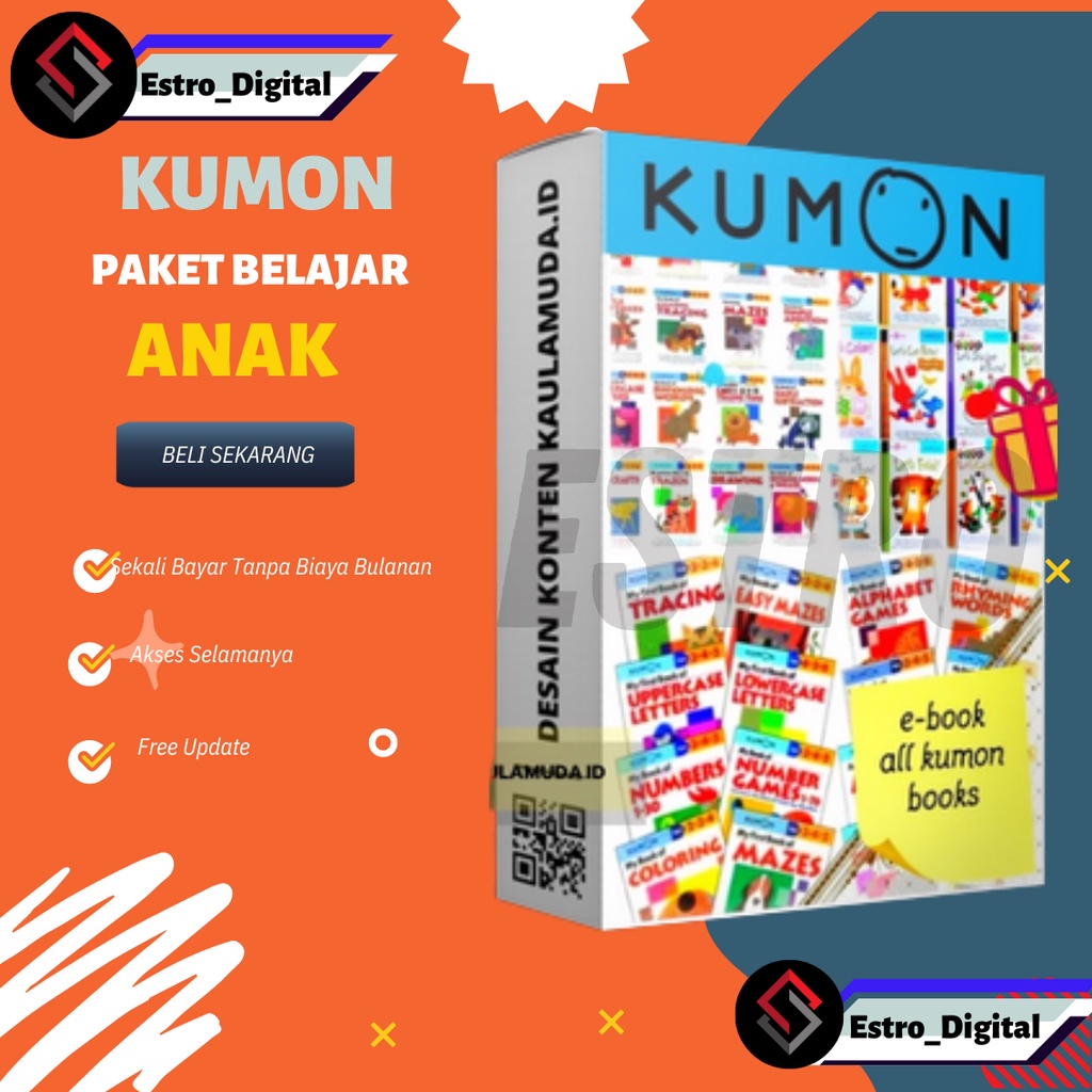 Jual PAKET WORKBOOK KUMON LENGKAP Semua Level Usia 28 THN Materi