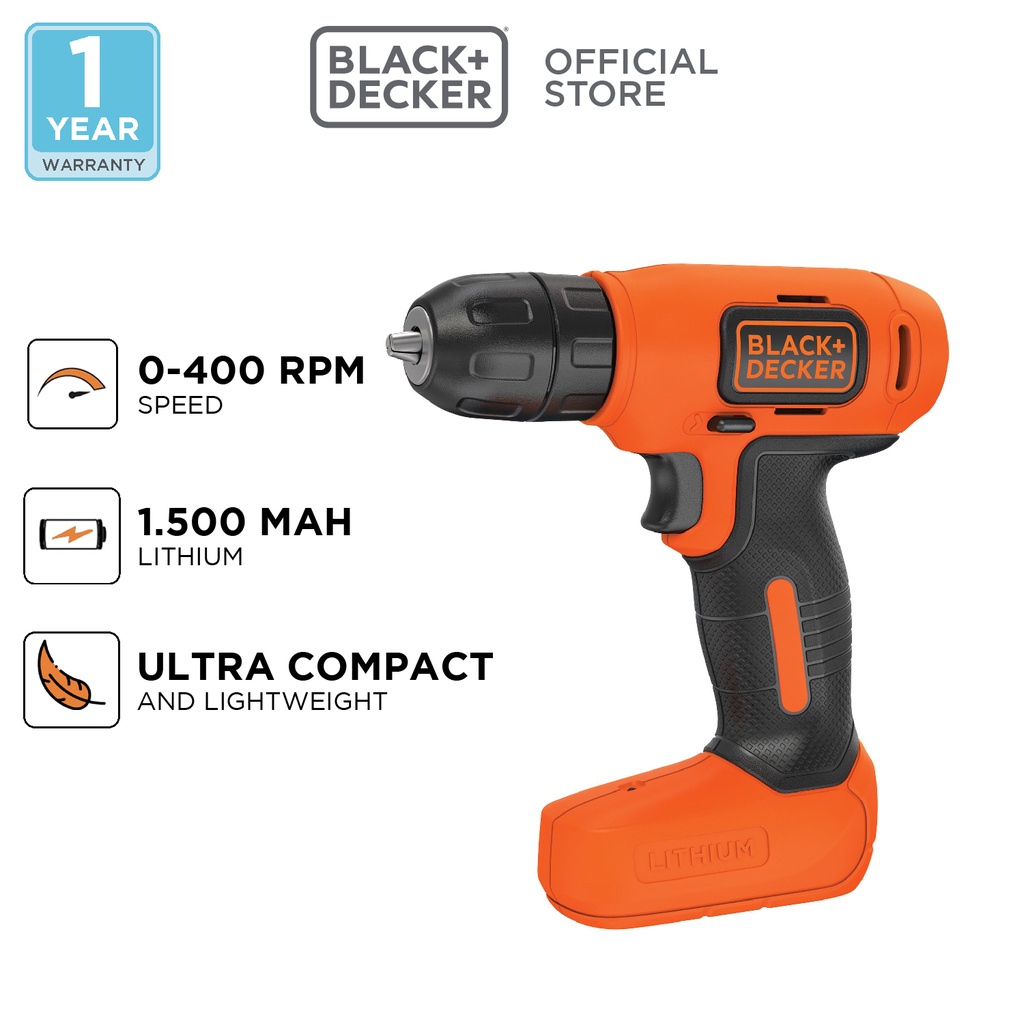 Jual Black+Decker Cordless Drill Driver / Bor Obeng Baterai 7.2V BDCD8K ...