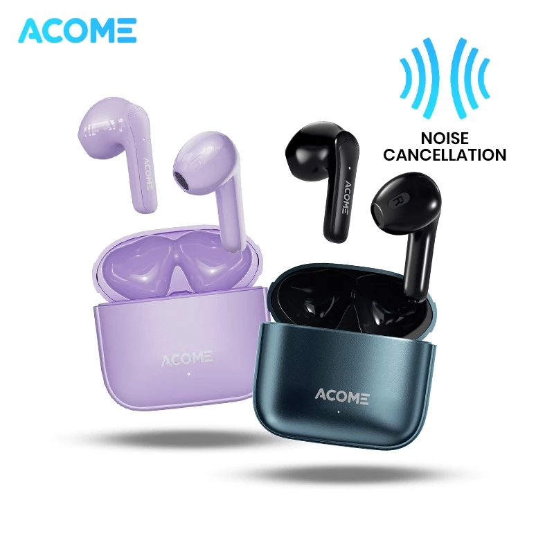 Acome Headset Earphone Bluetooth TWS5.3 ENC Call Noise Reduction 3,5 Gram Ultra Light - Garansi Resmi 1 Tahun Quietpods Q1