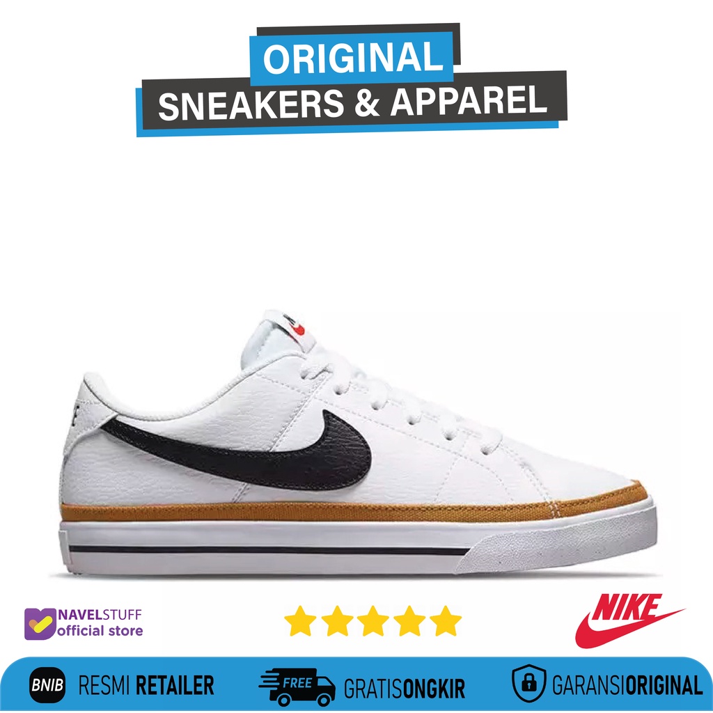 Jual NIKE Court Legacy Next Nature White/Black/Desert Ochre Original