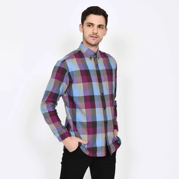 SF Kemeja Katun Flannel Blue Violet Unisex Kemeja Katun Flannel Premium Casual SOUTH FORMED
