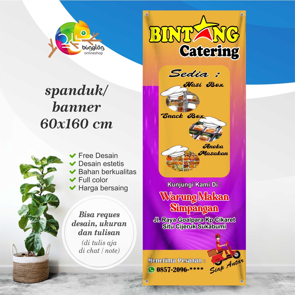 Jual Spanduk Banner 60x160 Cm Warung Catering, Warung Makan Shopee