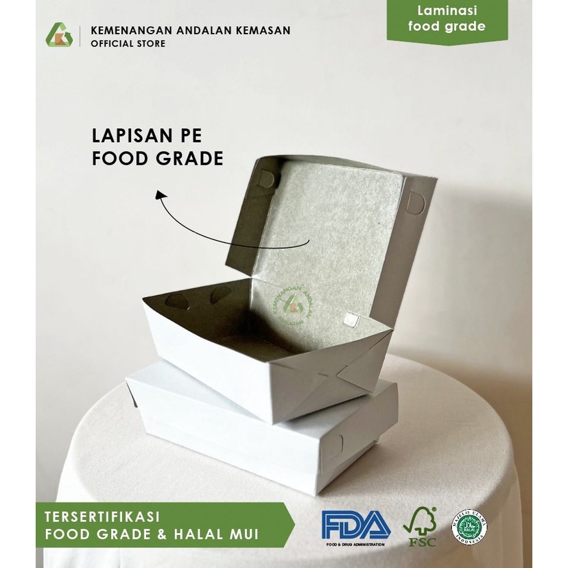 Jual Lunch Box Duplex, Lunch Box putih, Box Makanan, Kemasan ayam