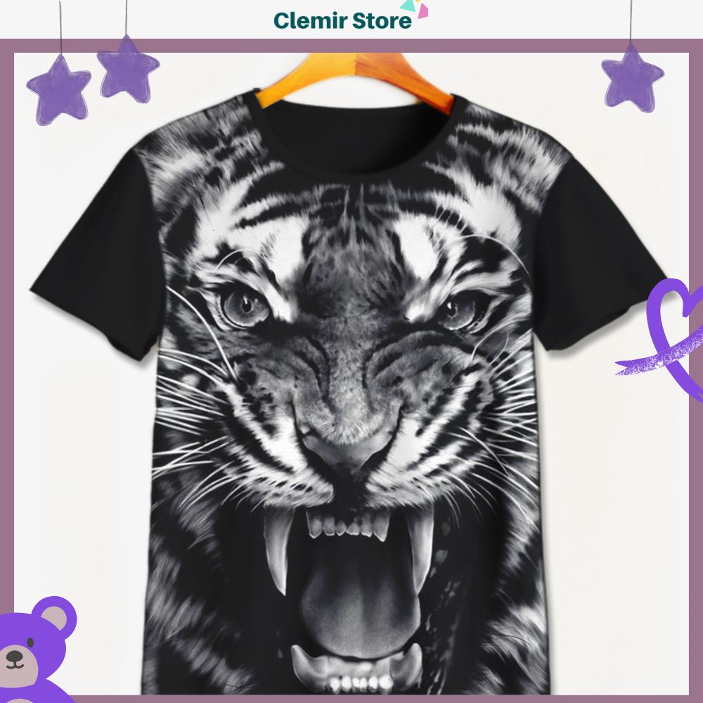 Jual Kaos 3D Anak Gambar Harimau Tiger - Baju 3D Hewan Maung Macan V14 ...