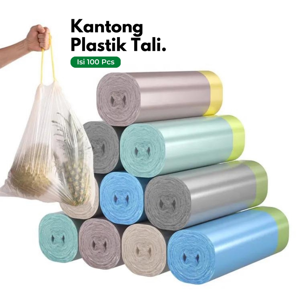 Jual Kantong Plastik Sampah Roll Ukuran 45x50cm Dengan Tali Pengikat Isi 15 Lembar Tas Kresek 0835