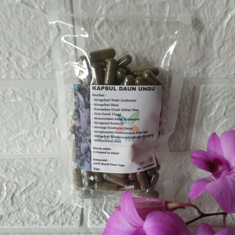 Jual Kapsul Daun Ungu Isi 100 Asli untuk Wasir (Ambeien) | Shopee Indonesia
