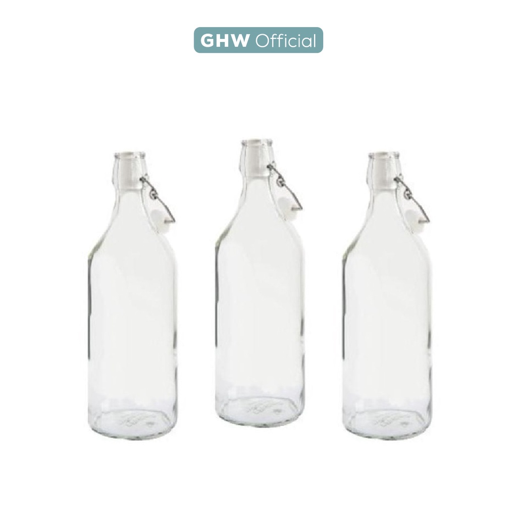 Jual Ghw Korken Botol Liter Ml Botol Kaca Bening Dengan Penutup Botol Beling Jus Botol