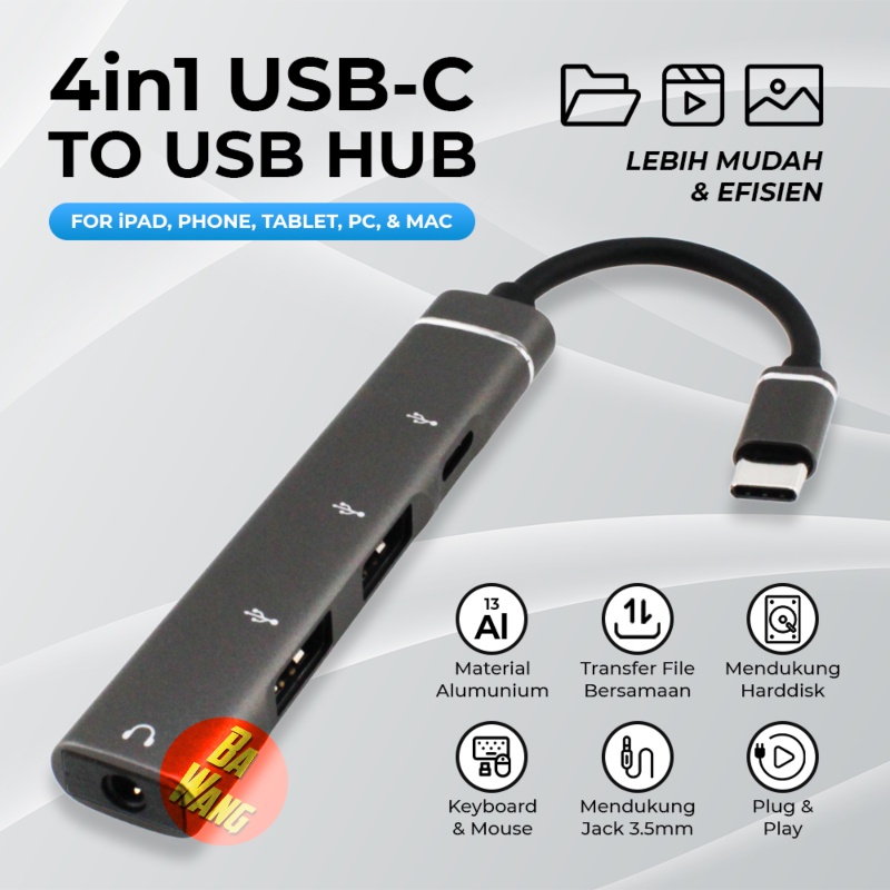 Jual USB C Hub Type C 4in1 OTG Konektor Adapter Charger Audio Jack 3   Id 11134201 23020 8anwo54vconv56