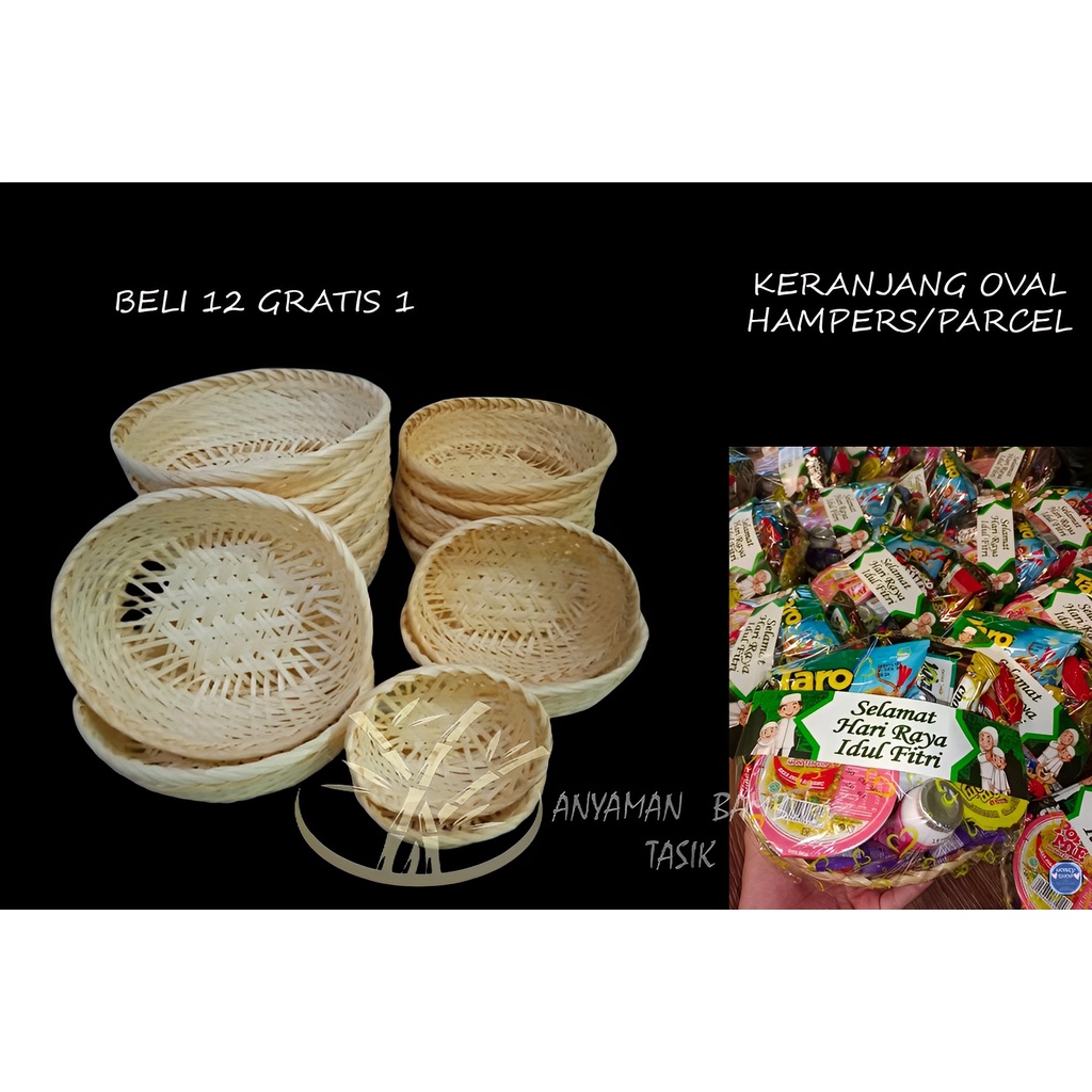 Jual Isi 12 Pcs Keranjang Kecil Oval Anyaman Bambu Hampers Parcel Souvenir Lamaran Snack 5403