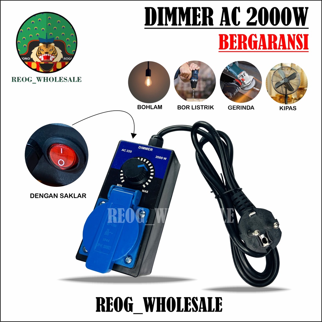 Jual DIMMER 2000 WATT AC peredup lampu pengatur kecepatan mesin gerinda ...