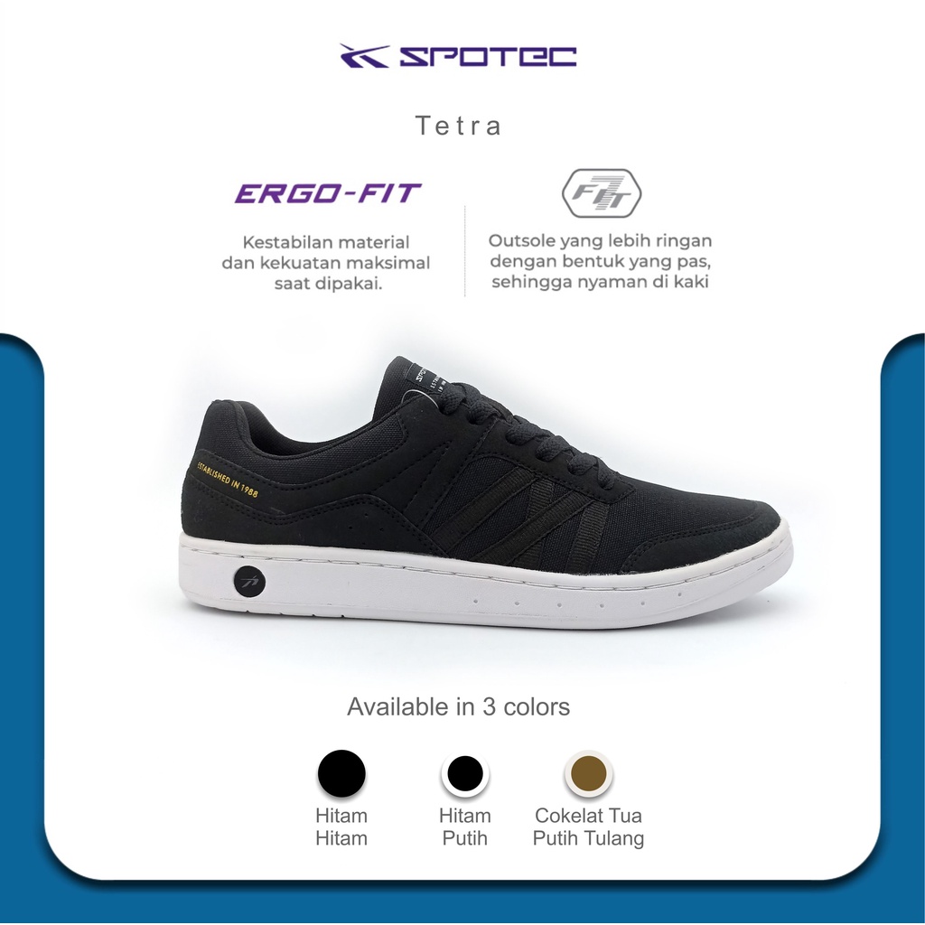 Jual SPOTEC Sepatu SNEAKER Artikel TETRA-Hitam/Putih | Shopee Indonesia