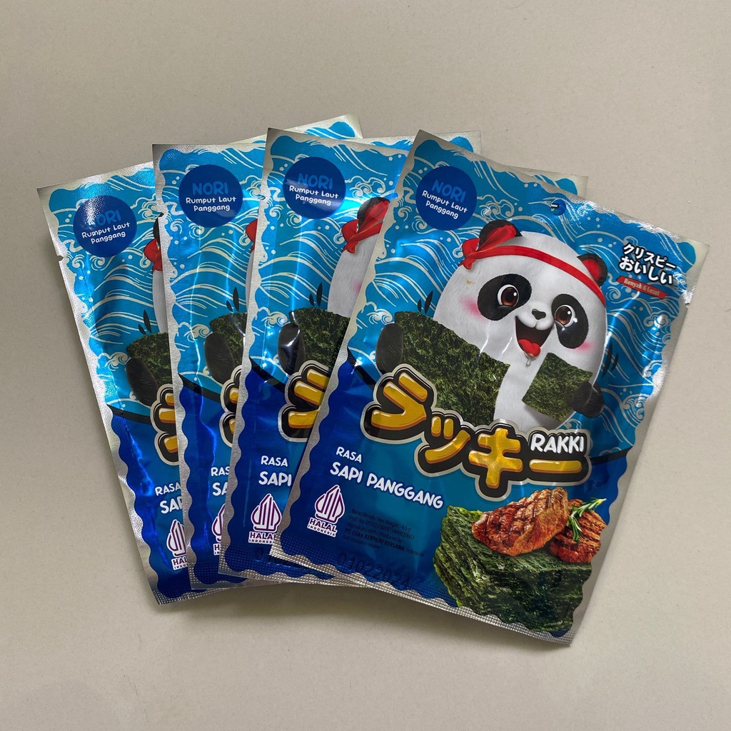 Jual RAKKI Nori Rumput Laut Rasa Sapi Panggang isi 12pcs | Shopee Indonesia