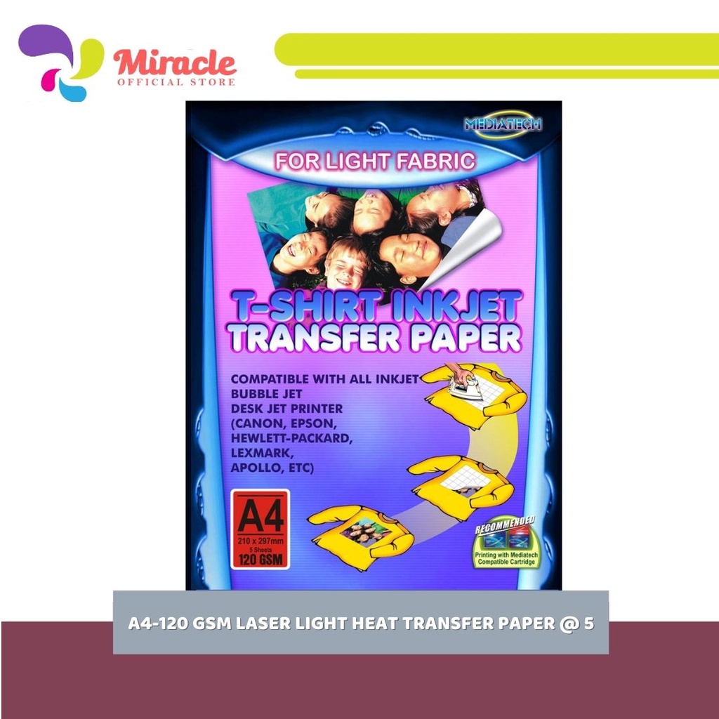 Jual Mediatech TShirt Transfer Paper Laser For Light Fabric A4 120GSM