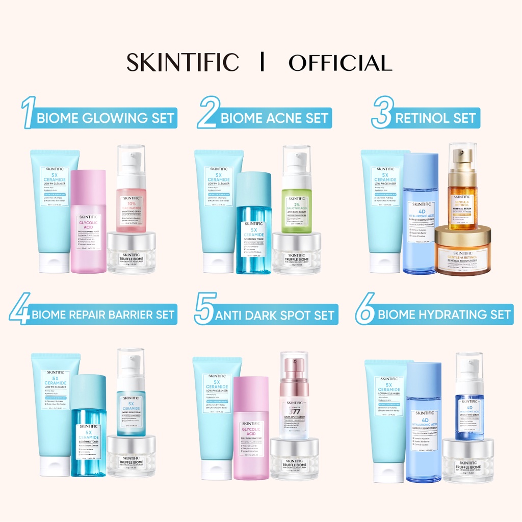 SKINTIFIC 4PCS White Truffle Glowing Set Paket Skincare White Truffle Brightening Moisturizer + Whitening Serum + Facial Cleanser +Toner