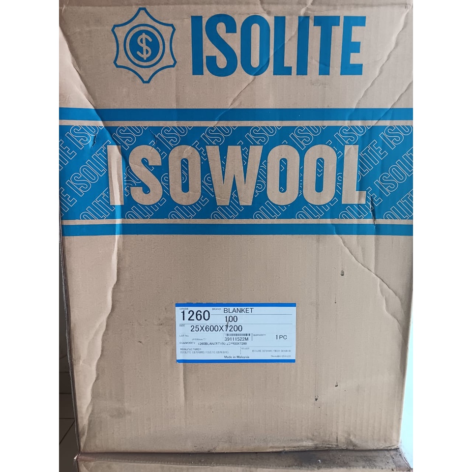 Jual CERAMIC FIBER BLANKET ISOWOOL 25 x 600 x 7200 mm 100Kg/m3 1260˚C ...