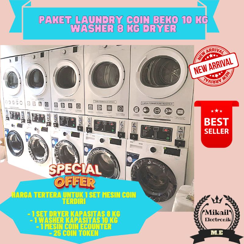 Jual MESIN CUCI LAUNDRY QRIS KOIN/ COIN BEKO WASHER 10 KG DRYER 8 KG ...