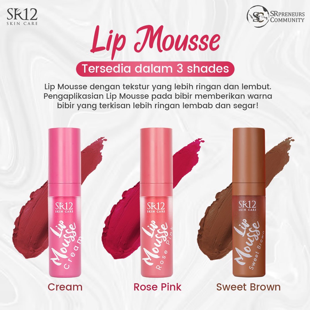 Jual LIP MOUSSE SR12 / LIPSTIK HALAL / MENGANDUNG VITAMIN / MERAWAT BIBIR / LIPSTIK MENGANDUNG