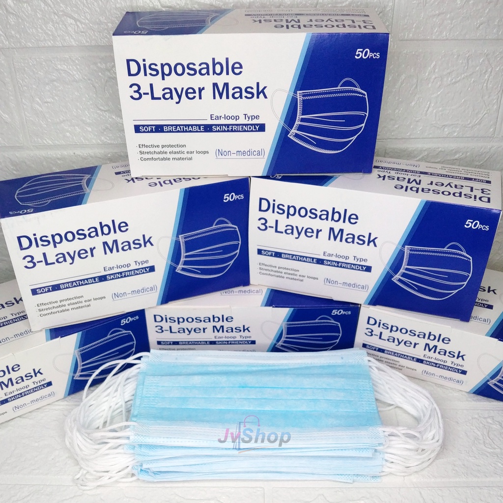 Jual Masker Earloop 3ply 50pcs Disposable Mask Hitam | Shopee Indonesia