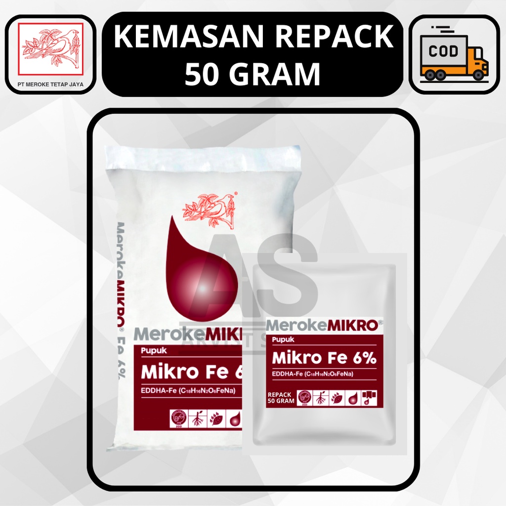 Pupuk MEROKE MIKRO FE 6% EDDHA Kemasan Repack 50 Gram Hidroponik