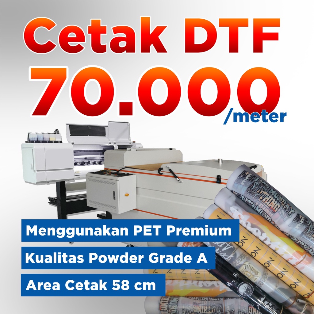 Jual Cetak Dtf Meteran Desain Custom Siap Press Harga Spesial Print Sablon Dtf X Cm