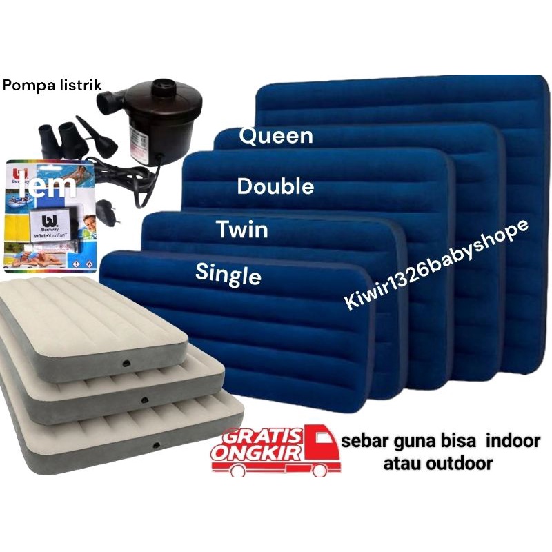 Jual Kasur Angin Tiup Pompa Intex Queen Airbed Durabeam Fiber Tech