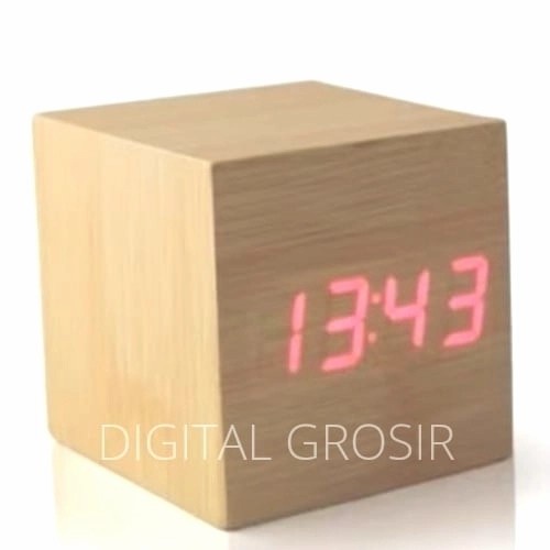 Jual JAM KAYU DIGITAL MEJA UNIK LED MERAH VST 869 | Shopee Indonesia