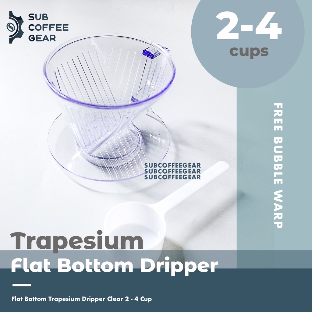 Jual TRAPESIUM DRIPPER FLAT BOTTOM COFFEE DRIPPER CLEAR RESIN REUSABLE