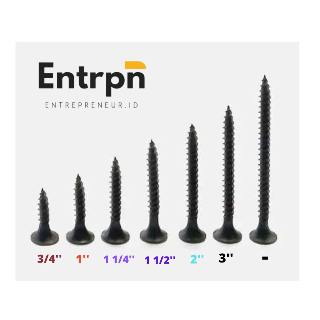Jual Sekrup Gypsum Baja HItam Berbagai Ukuran 100 pcs | Shopee Indonesia