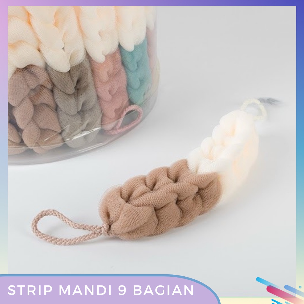 Jual Strip Mandi/Shower Puff 9 Bagian Kombinasi 2 Warna Bisa Digantung ...