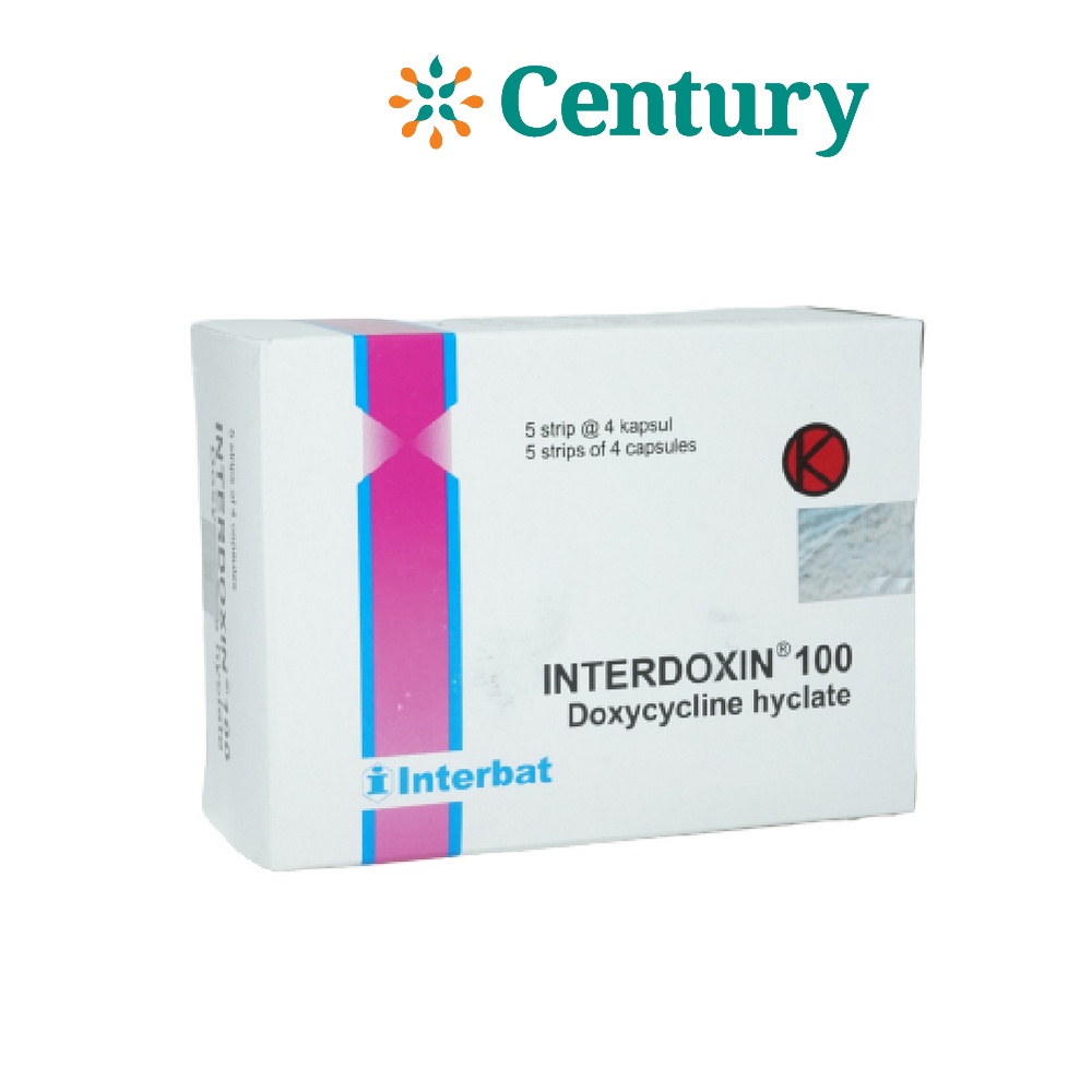 Jual INTERDOXIN 100 MG 1 STRIP 4 KAPSUL / DOXYCYCLINE / ANTIBIOTIK