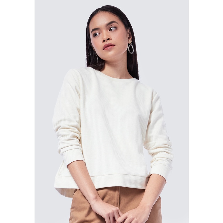 Jual Executive Crop Textured Sweatshirt Off White | Shopee Indonesia