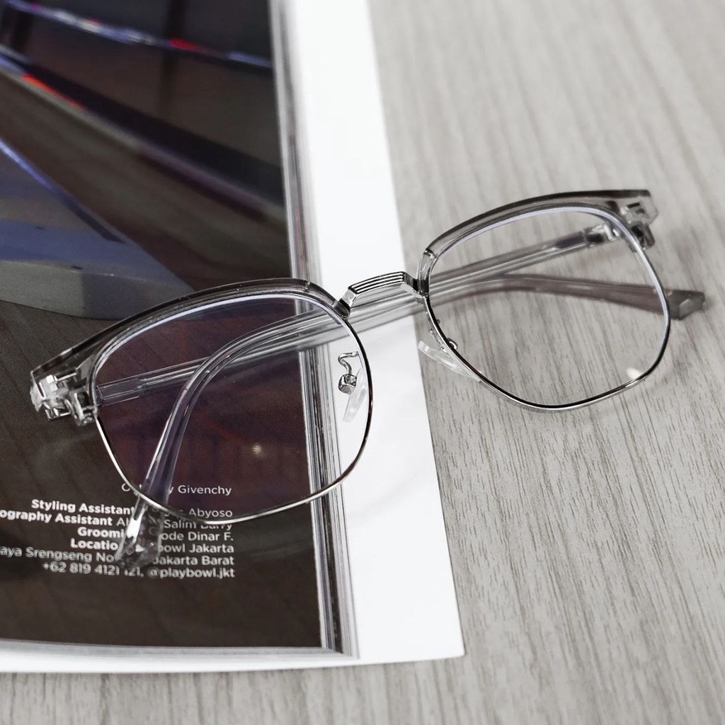 Jual Frame Kacamata Abu Transparan Untuk Pria Cowok Wanita Desain Model