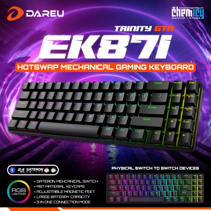 Jual Terlaris Dareu Ek871 Trinity Gtr Hotswap Wireless Mechanical ...